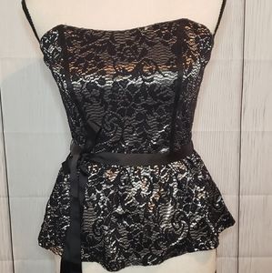 👚Dots👚 Strapless Black & Silver Party Top